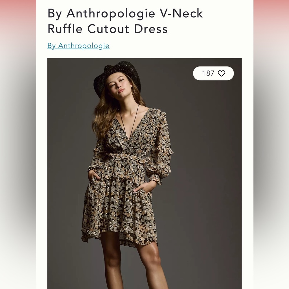 By Anthropologie V-Neck Ruffle Cutout Dress